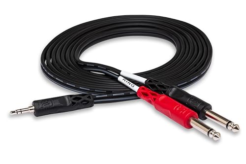 Hosa CMP-153 - Cable de conexión estéreo de 3.5 mm TRS a doble 1/4 pulgada TS, 91.50 cm, Negro, 1-Pack