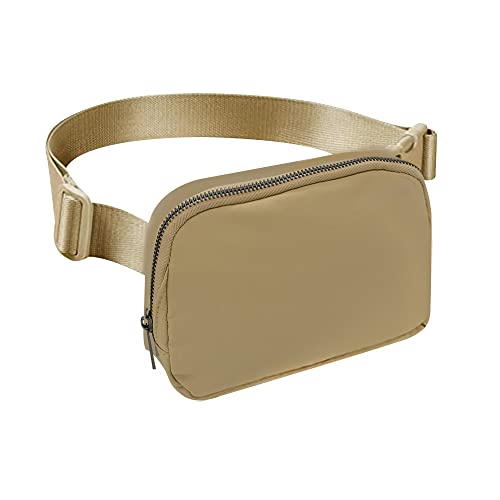 Cangurera Deportiva, Riñoneras Deportiva con Tela Impermeable de Amplia Capacidad, Bolsas de Crossbody Cinturón de Viaje de Seguridad para Pasaporte, Efectivo y Tarjetas,Cinturón Ajustable (Caqui)