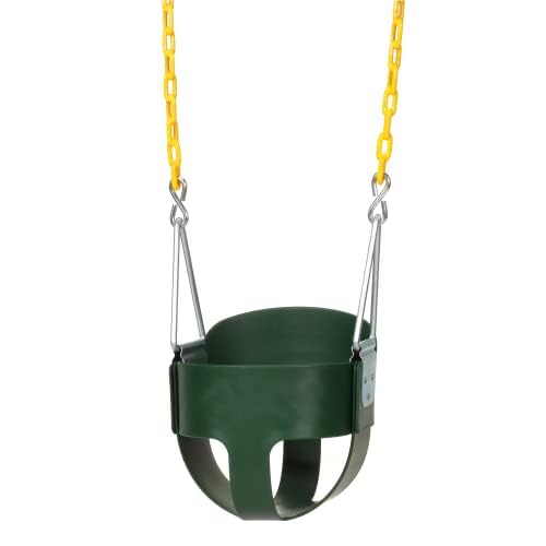 Eastern Jungle Gym - Asiento de Columpio para niños pequeños con Respaldo Alto, Cadenas de Columpio recubiertas Totalmente montadas, Accesorio de Juego de Columpio Verde