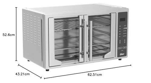 Freidora de Aire Horno Oster Acero Inoxidable XL Puertas Francesas 10 en 1