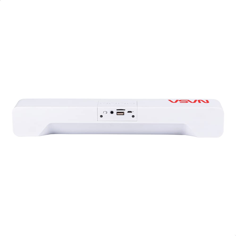 TECHZONE NASA Barra de Sonido, Bocina Bluetooth V5.0 Conexión TWS Batería Recargable, AUX TF/USB/FM, Color Blanco