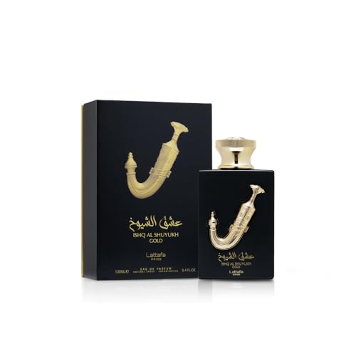 Lattafa Perfumes Ishq Al Shuyukh Gold for Unisex Eau de Parfum Spray, 3.4 Ounce