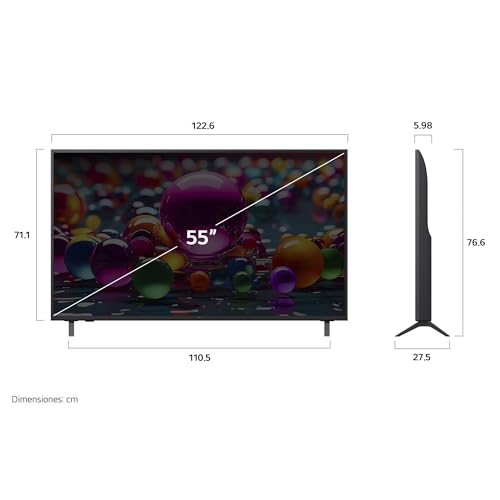 LG Pantalla 55 Pulgadas UHD AI UA7550 4K Smart TV 2025 55UA7550PSA | Sistema Operativo webOS | Identificación de Voz AI | HGIG Mode Channels | Sport Alert | HDR10 | Control Magic Remote AI
