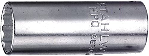 Stahlwille 40ADL-3/16 Steel Bi-Hex Extra Deep Socket, 1/4" Drive, 12 Points, 3/16" Diameter, 50mm Length, 10.7mm Width
