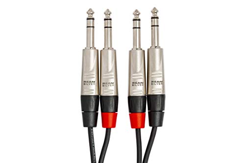 Hosa HSS-005X2 Dual REAN Cable de interconexión estéreo TRS Pro de 1/4 pulgadas, 5 pies