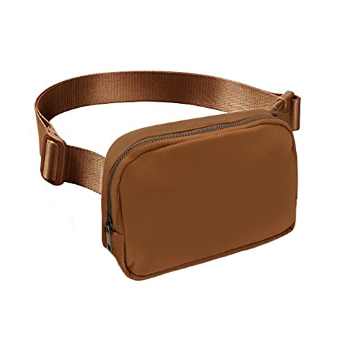 Cangurera Deportiva, Riñoneras Deportiva con Tela Impermeable de Amplia Capacidad, Bolsas de Crossbody Cinturón de Viaje de Seguridad para Pasaporte, Efectivo y Tarjetas,Cinturón Ajustable (Marrón)
