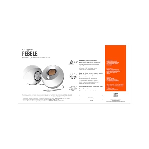 Creative Pebble 2.0 Altavoces de computadora alimentados por USB con Controladores de Campo lejano y radiadores pasivos para PC y portátiles (Blanco)