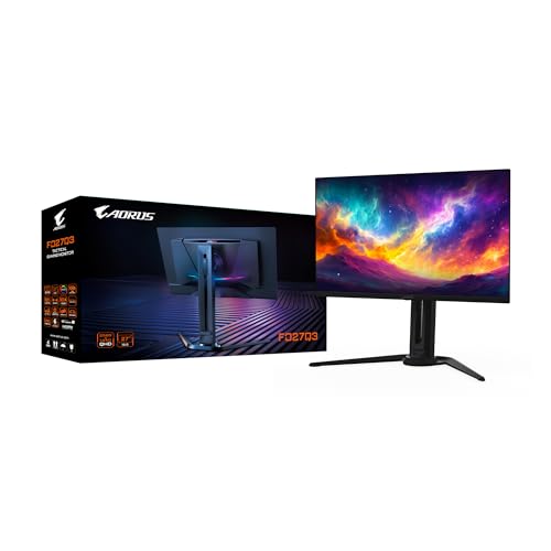 GIGABYTE - Monitor para juegos OLED AORUS FO27Q3-27 QD - QHD 2560x1440-360Hz - 0.03ms GTG - AMD FreeSync Premium Pro - KVM tipo C - HDMI, DP, tipo C - Altura ajustable - Negro
