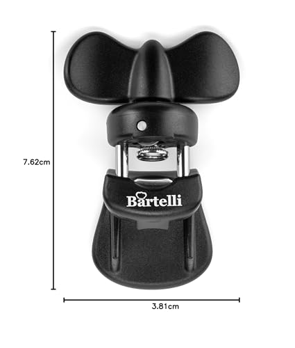 Bartelli Abrelatas y Abridor de Botella 3-en-1 de Seguridad Ambidiestro, Acero Inoxidable, Negro