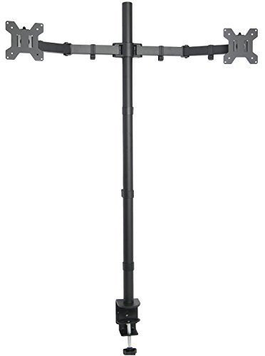 Soporte de Computadora VIVO Negro Extra Alto para Monitor Dual Ajustable hasta 27 Pulgadas