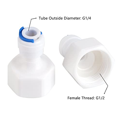Mumusuki 6pcs 1/4" OD a 1/2" conector rápido hembra para filtro de agua de ósmosis inversa