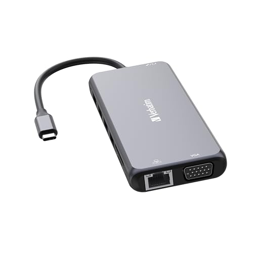Hub USB C Verbatim 14 en 1 Multipuerto HDMI VGA RJ45 USBA-A USB-C PD con Lector de Tarjetas SD para Mac y Windows Computadora Portátil