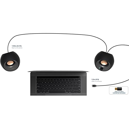 Creative Pebble 2.0 - Sistema de altavoces Bluetooth - 8 W RMS - Negro - computadora - 100 Hz a 17 kHz - USB (reacondicionado)