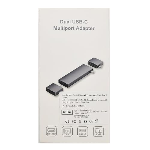 Hub USB C 7-en-2 para MacBook Thunderbolt 4 con HDMI 4K 60Hz Ethernet y Lector de Tarjetas MicroSD SD