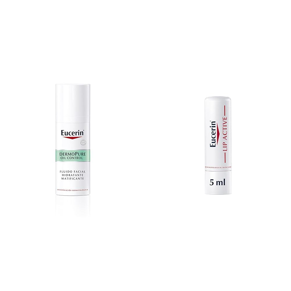 Eucerin Fluido Facial Hidratante Matificante para piel grasa, 50 ml + Ph5 Bálsamo labial Protector de Labios FPS 20, 4.8 gramos