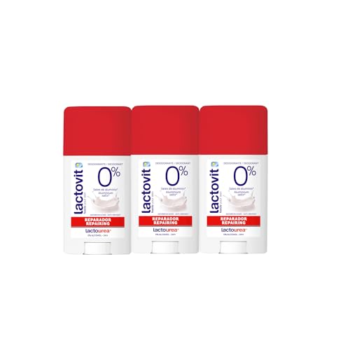 Lactovit Lactourea Desodorante en Barra, reparador piel seca extra seca, 60ml, 3 unidades
