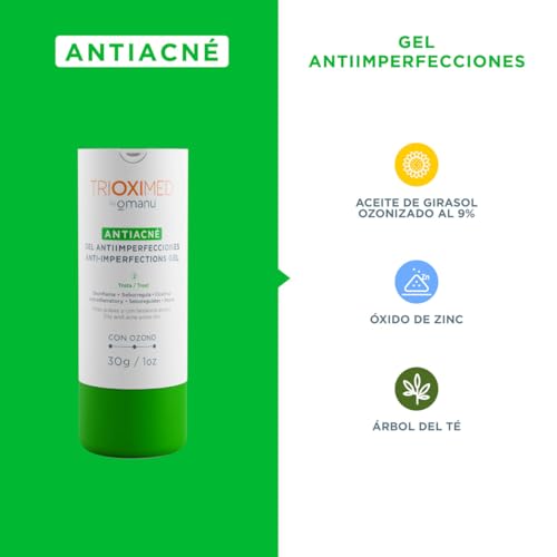 TRIOXIMED Antiacné | Controla y previene lesiones de acné, espinillas, granos, barros | Facial y Corporal | Aceite de Girasol Ozonizado