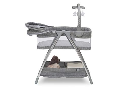Cuna Portátil Simmons Kids Gris Tweed con Luz Nocturna y Estrellas Giratorias