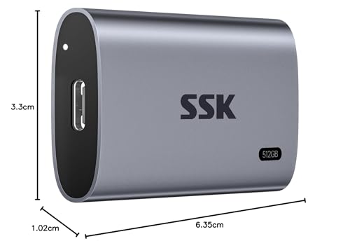 Disco Duro Externo SSK SSD 512 GB Portátil 550 MB/s USB 3.2 Gen2 con Luz LED Compatible iPhone Win Mac Android