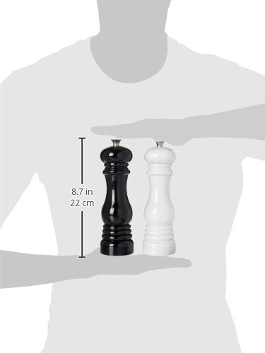 Le Creuset - Juego de molino de sal y pimienta, 8 x 5 1/2 pulgadas cada uno, blanco y negro