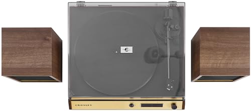 Crosley C72 - Tocadiscos Bluetooth con accionamiento por Correa de 2 velocidades con Altavoces de 80 W, Nogal