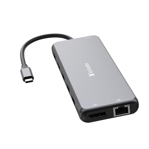 Hub USB C 13 en 1 Verbatim Gris Multipuerto con HDMI RJ45 y Lector de Tarjetas SD para Mac y Windows