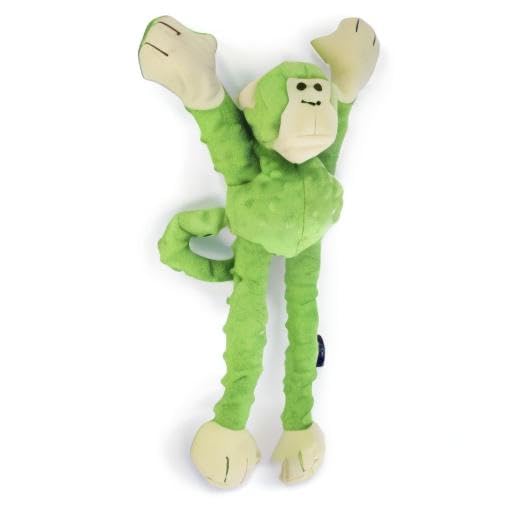 goDog Crazy Tugs Monkey - Juguete de Peluche chirriante, tecnología de protección para Masticar, Color Verde, Grande