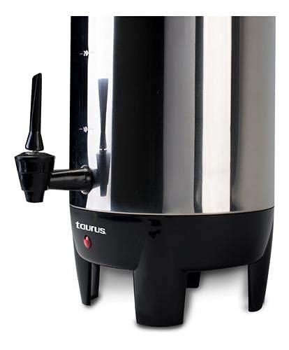 Cafetera Percoladora Taurus, 40 Tazas, Cuerpo de Acero Inoxidable, Filtro Permanente Lavable, Sistema para Servir con Una Mano, color plata, modelo COLUMBA
