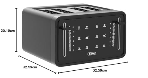 Gevi tostador de 4 rodajas, visualización LED táctil tostador de bagel con paneles de control dual de bagel/recalentamiento/descongelación/cancelación/tostado una rebanada/función más larga, ajuste de 6 tonos