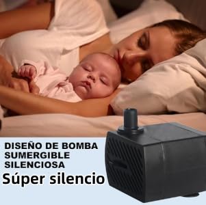 Bomba de Agua Sumergible para Acuario, Bomba de Fuente de Agua para Mascotas IPX8, Impermeable, Ajustable, Silenciosa, Mini Bomba de Agua Sumergible