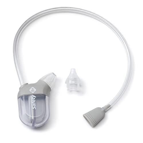 Kit de supervivencia para el primer día de enfermedad, BoogEase Aspirador nasal con 2 tamaños de punta de nariz, color gris Blanco