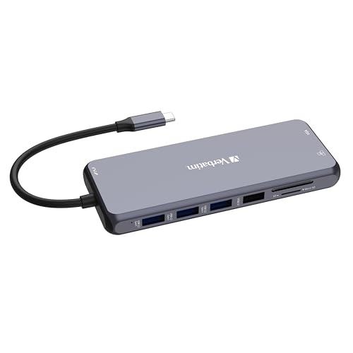 Hub USB C Verbatim 14 en 1 Multipuerto HDMI VGA RJ45 USBA-A USB-C PD con Lector de Tarjetas SD para Mac y Windows Computadora Portátil