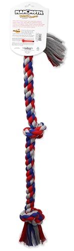 Mammoth Masticables Color 3 nudos cuerda tirón – Premium algodón – Juguete de cuerda de poliéster para perros – Juguete interactivo para perro – Juguete para masticar perro para perros grandes – XL – XL 36 pulgadas