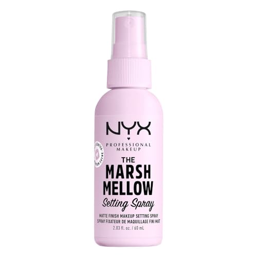 NYX Professional Makeup, Spray fijador de maquillaje 10 en 1 acabado mate, Marshmellow Setting Spray, 60ml. Matifica, suaviza, minimiza poros, prolonga la duración del maquillaje durante 16 horas, fórmula vegana