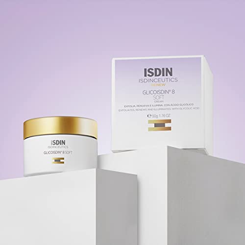 Isdinceutics Glicoisdin 8 Soft, Crema Facial Antiedad con Ácido Glicólico y Efecto Peeling, 50ml