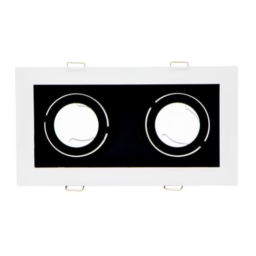 Empotrable Plafon/Techo Dirigible para Spot Doble Color Blanco 2XMR16 (No lo incluye) IP20 Hermoso Diseño para Darle un Toque a tus Areas de Mayor Fluidez