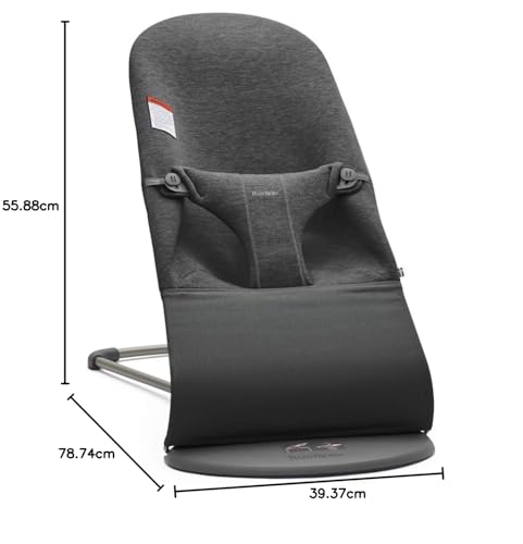 BabyBjörn Bouncer Bliss, Charcoal Gray, 3D Jersey 2-in-1 Adjustable Baby Bouncer Seat and Toddler Chair, Newborn to Toddler (8-29 lbs), 4 positions, Lightweight & Portable
