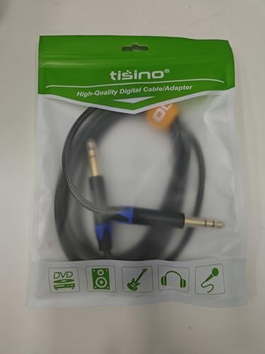 TISINO Cable TRS de 6,35 mm, trenzado de nailon de 6,35 mm, cable de audio balanceado, macho a macho, 5 metros