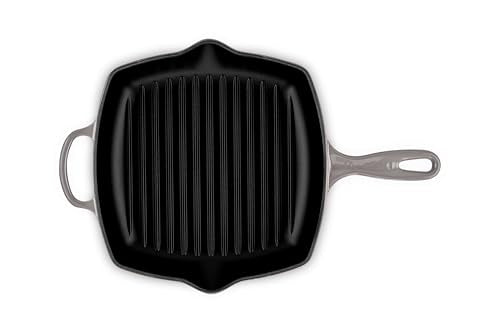 Le Creuset Parrilla cuadrada de hierro fundido esmaltado, 10.25 pulgadas, ostra