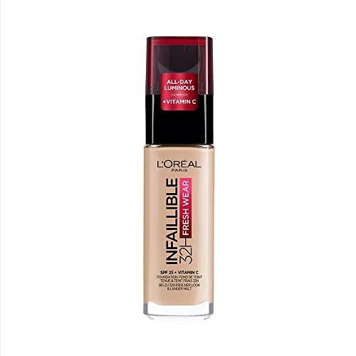 L´Oréal Paris, Base de maquillaje líquida de larga duración, Infallible 32h Freswear, Tono 130 True Beige, 30ml