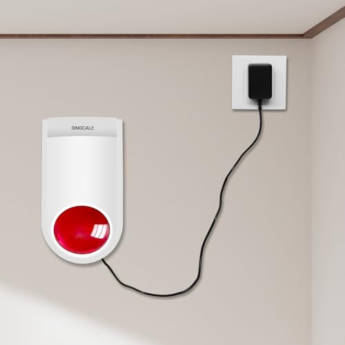 Sirena Estroboscópica SINGCALL Roja con Botón de Alarma de Pánico para Emergencias en Hogar y Negocio
