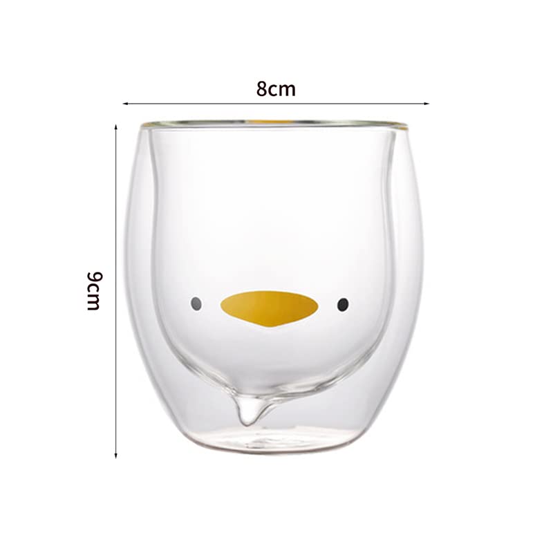 Taza de Cristal Creativa de Doble Pared con Oso y Perro 260 ml
