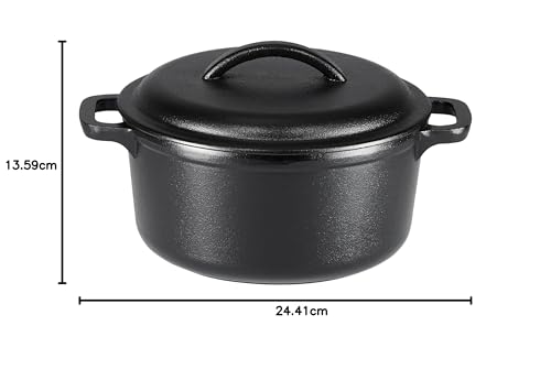 Amazon Basics - Horno holandés de hierro fundido presazonado con doble asa, 2 cuartos