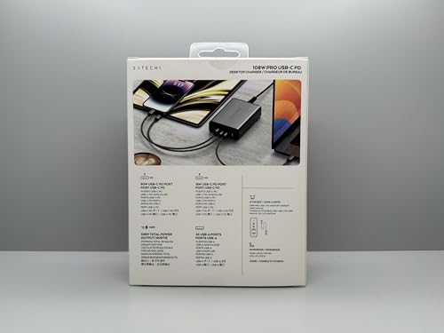 Cargador de Escritorio SATECHI USB-C PD 108W 4 Puertos para MacBook, iPad e iPhone