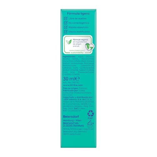 NIVEA Derma Skin Clear Serum Anti-Imperfecciones 30ml Ácido Hialurónico, Pro-Vitamina B5 y Niacinamida