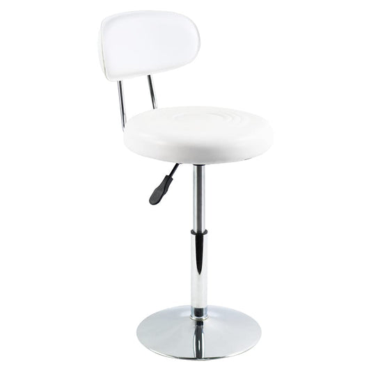 FURWOO - Silla giratoria de Piel sintética Blanca para salón, Mini Taburete de peluquería con Respaldo para manicura, Tatuaje y Uso en la Oficina