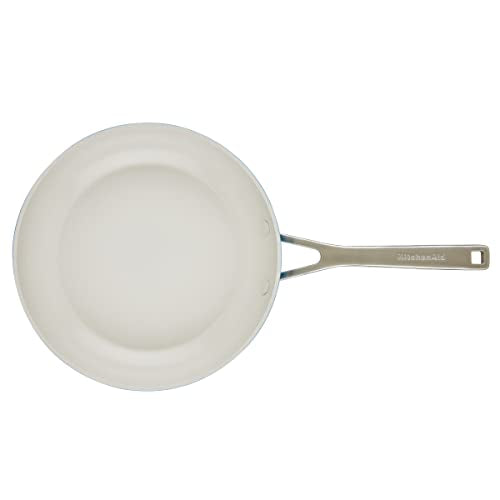 KitchenAid - Juego de utensilios de cocina antiadherentes de cerámica anodizada dura de 9 piezas, incluye sartenes, cacerola, olla de almacenamiento, calefacción duradera, uniforme, apta para horno
