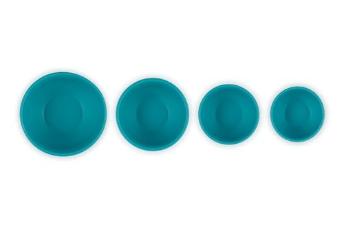 Le Creuset - Cuencos de silicona para preparación, juego de 4 unidades, color Caribe