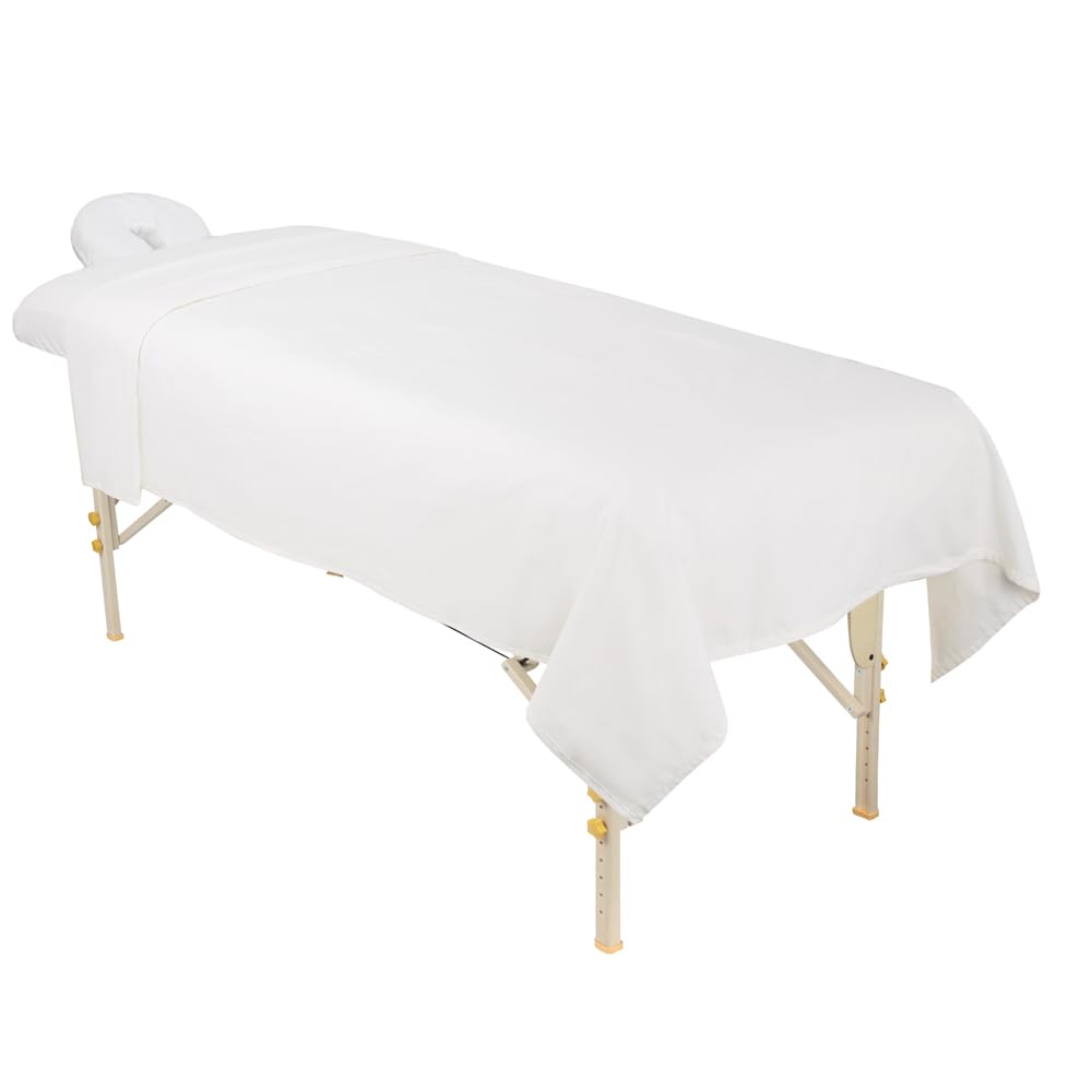 For Pro - Juego de sábanas de Masaje de Franela de 3 Piezas, Color Blanco, para mesas de Masaje, Incluye sábana encimera de Masaje, sábana Bajera Ajustable de Masaje y Funda de reposamanos Ajustable