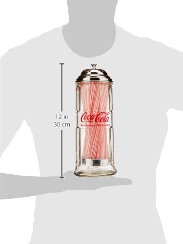 Juego de Salero y Pimentero Tablecraft Coca-Cola Plateado con Rejilla de Metal Cromada, Dispensador de Paja, Pequeño